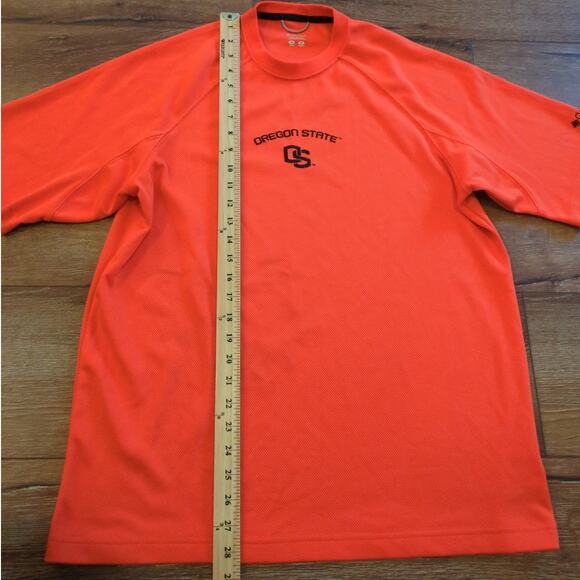 Columbia OS Oregon State Men's Medium Short Sleeve Shirt Neon Orange Mesh Sport - Picture 4 of 7
